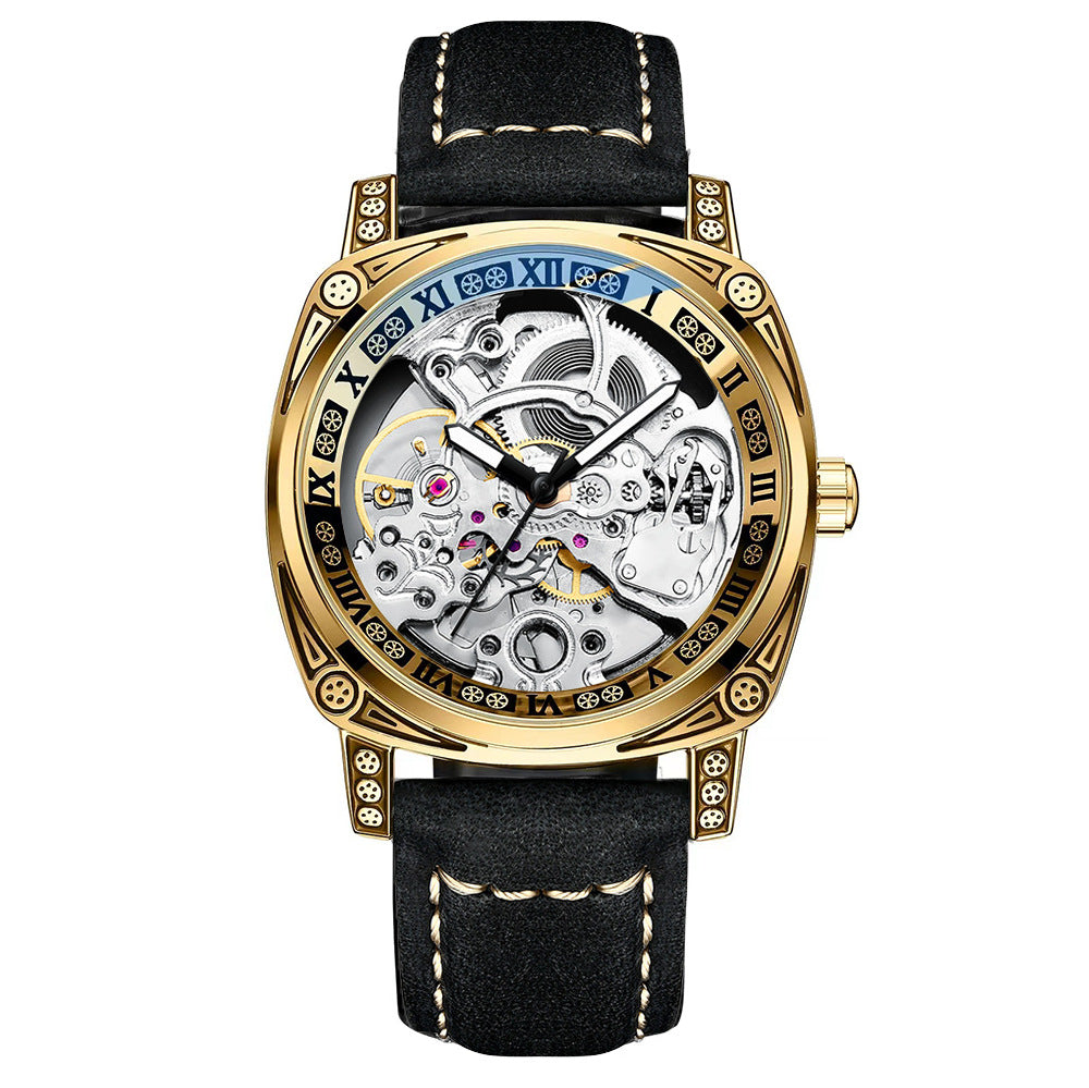 Men’s Waterproof Mechanical Watch – Luminous Floral Dial