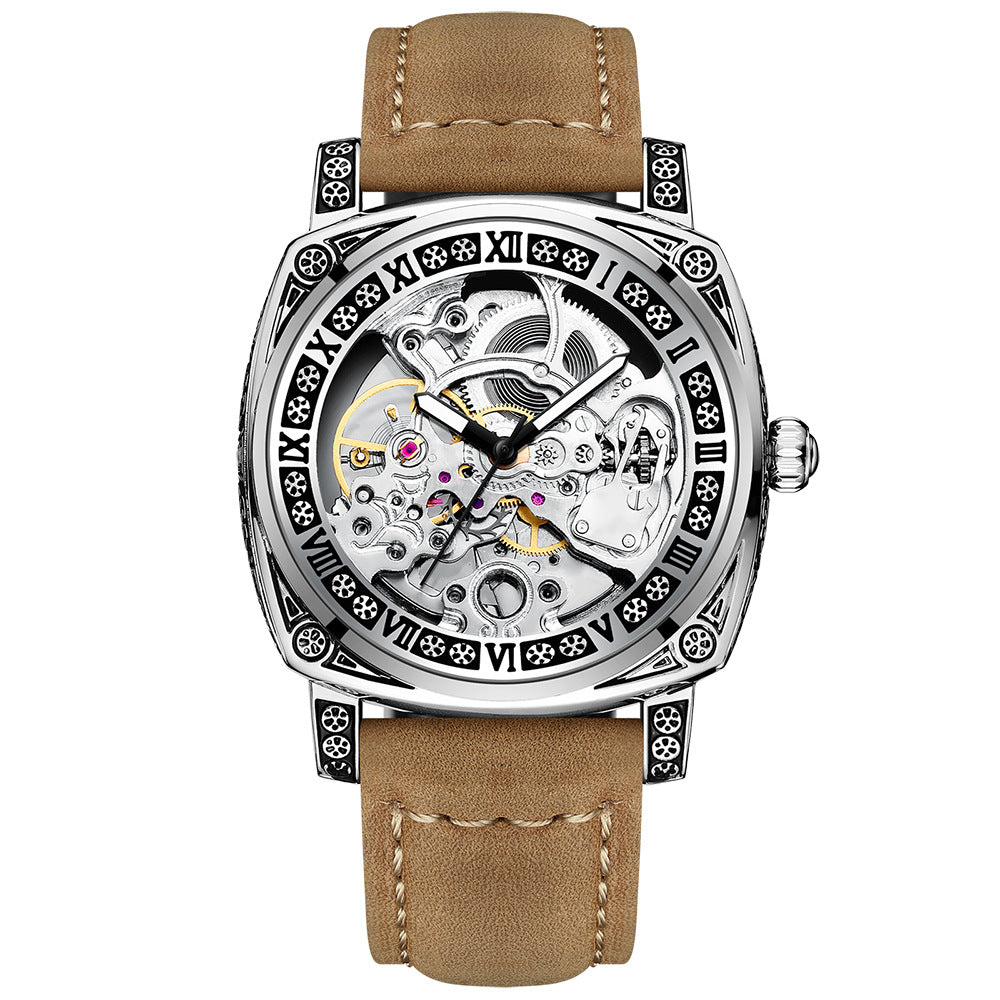 Men’s Waterproof Mechanical Watch – Luminous Floral Dial
