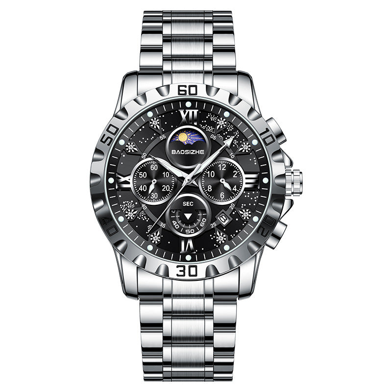 Men’s Quartz Watch – Waterproof, Steel Band & Business Style