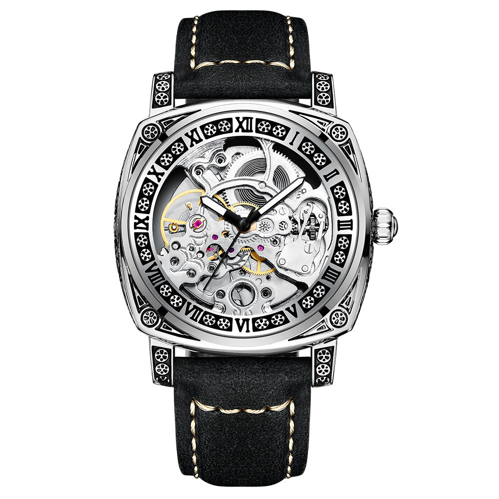 Men’s Waterproof Mechanical Watch – Luminous Floral Dial