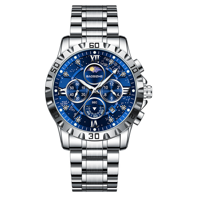 Men’s Quartz Watch – Waterproof, Steel Band & Business Style