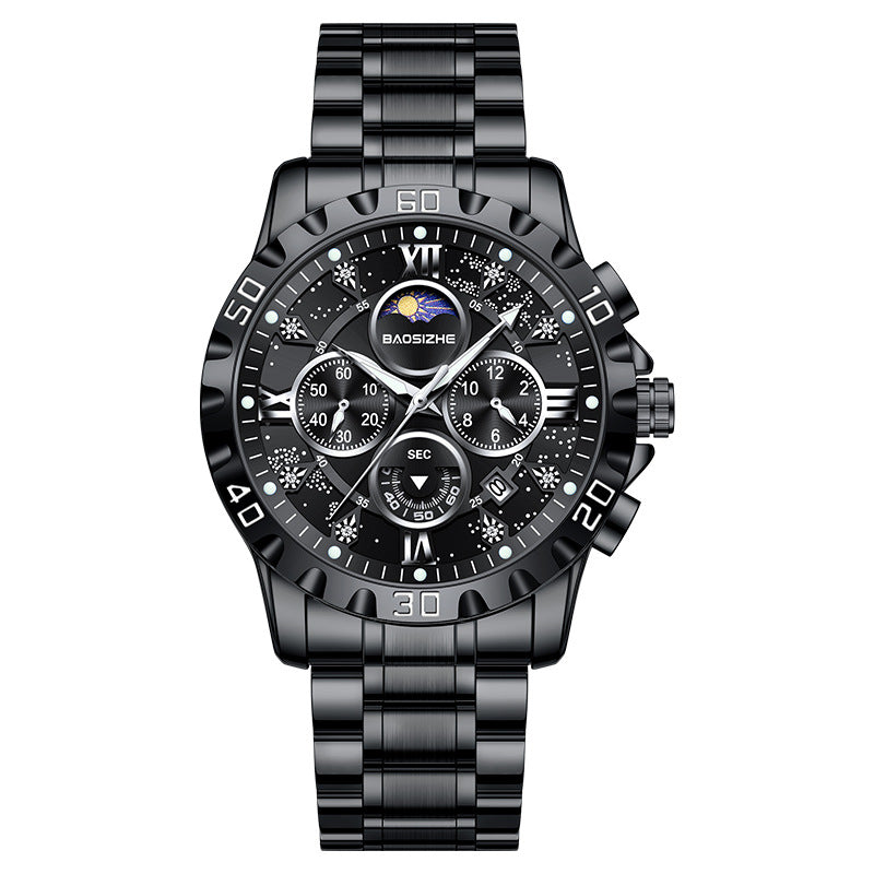 Men’s Quartz Watch – Waterproof, Steel Band & Business Style