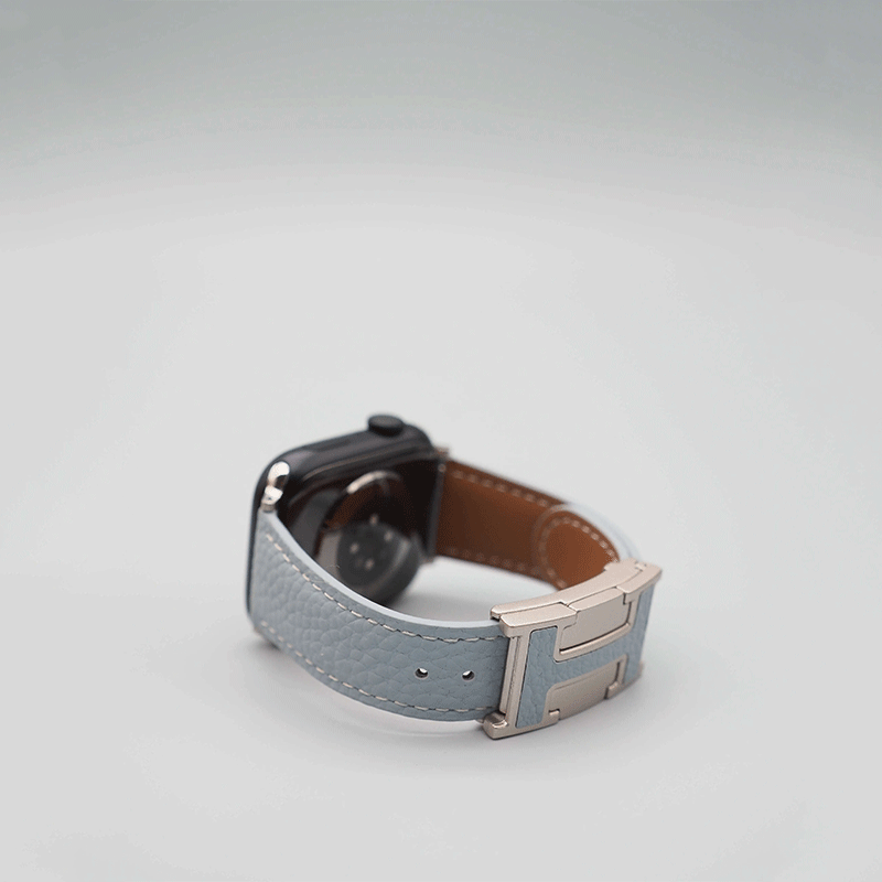 Soft Litchi Grain Leather Apple Watch Band with H Magnetic Buckle