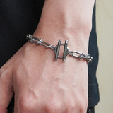 Silver Titanium Steel Double-Clasp Horseshoe Bracelet – Durable & Stylish