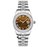Brown Dial Men's Quartz Watch – Silver Strap, Minimalist Modern Classic