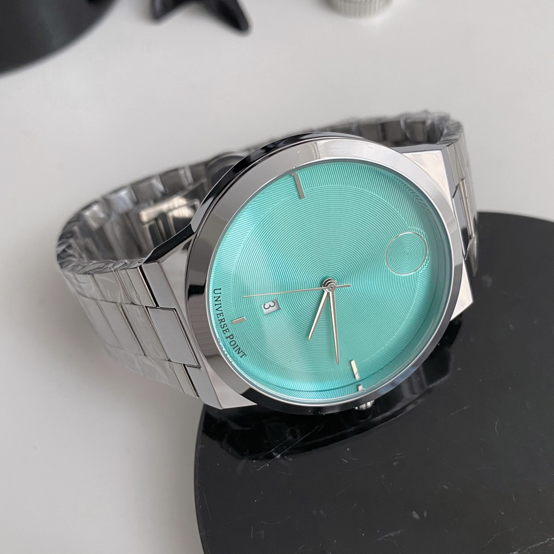 Blue Dial Men's Quartz Watch – Silver Strap, Waterproof with Date Display