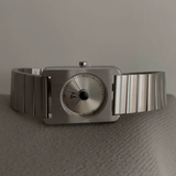 Square Dial Men's Quartz Watch – Silver Strap, Minimalist Urban Design