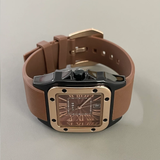 Vintage Brown Men's Quartz Watch – Roman Numerals, Square Dial, Silicone Strap & Date Display