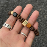 Chinese Mahjong “Fa” Lucky Charm Bracelet – Coffee Bean Beads for Prosperity & Fortune