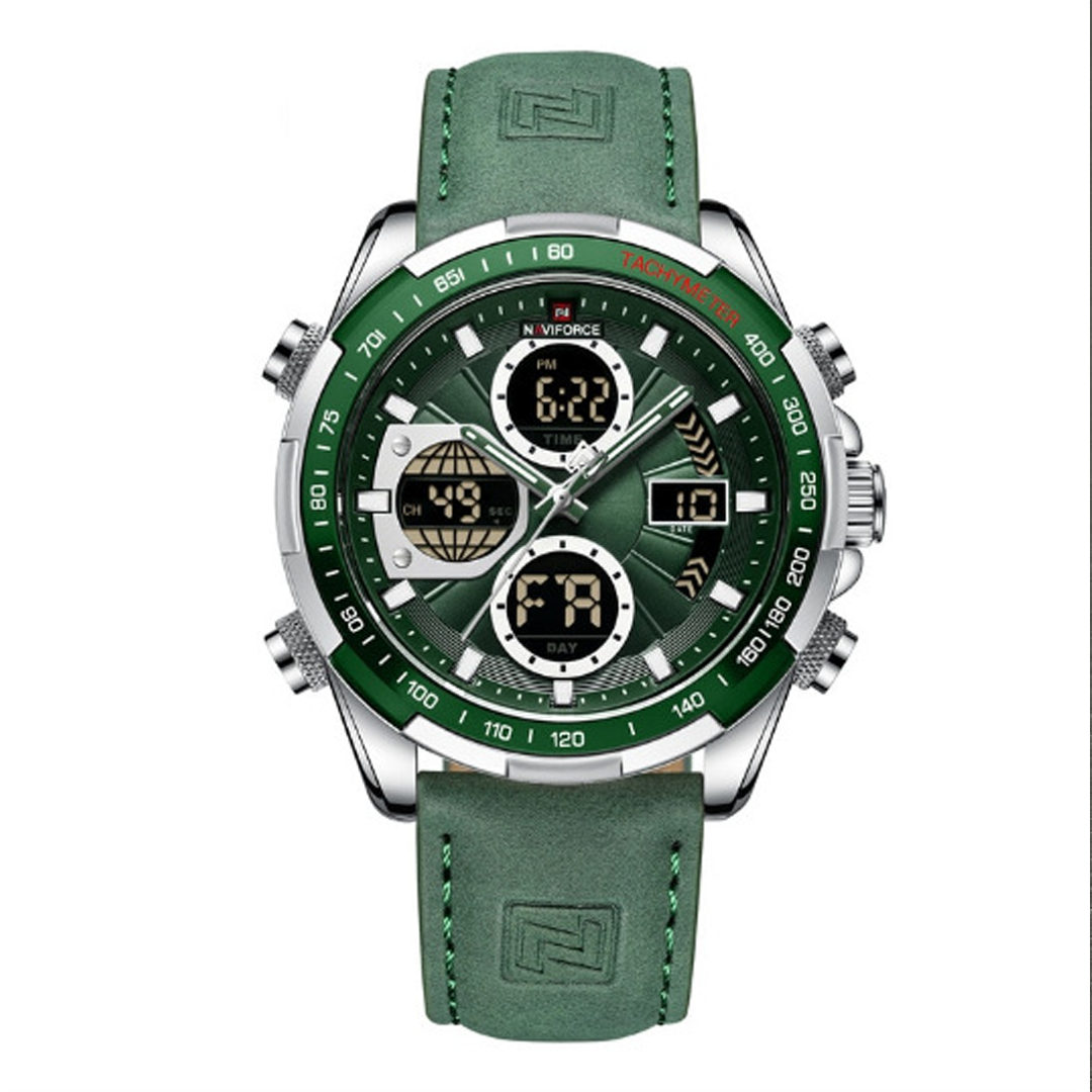 Outdoor Performance – Green Strap Men’s Quartz Watch with Chrono Features