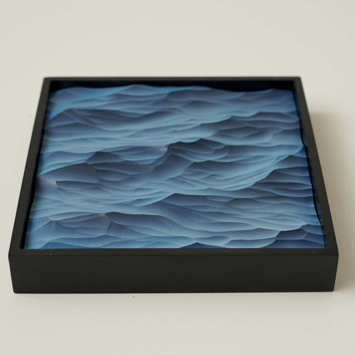 Ocean Scene Wood Carving – Handmade Solid Wood Decor with Black Frame