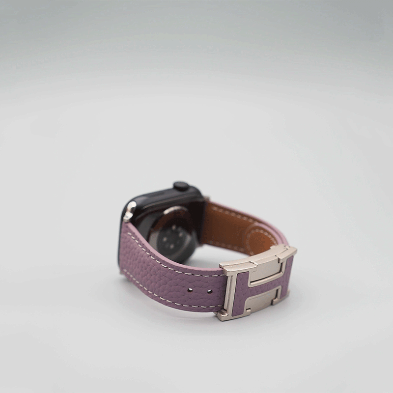 Soft Litchi Grain Leather Apple Watch Band with H Magnetic Buckle