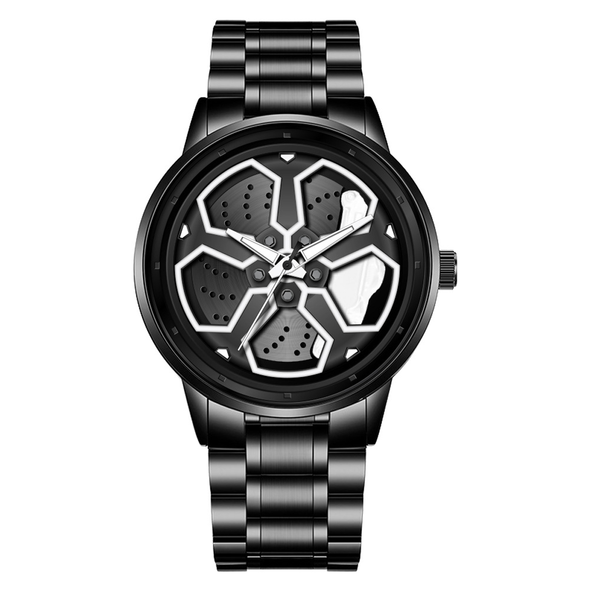 Luminous Sports Quartz Watch for Men – Spinning Wheel Design & Dynamic Style