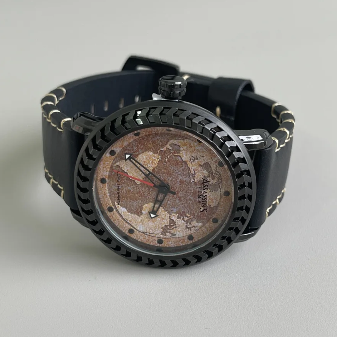 Wasteland Aesthetic Men's Quartz Watch – Khaki Earth Dial with Black Strap