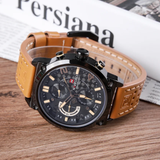 Tactical Outdoor Watch for Men | Khaki Band | Black Face | 6-Hand Design