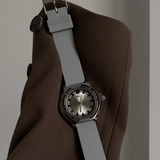 Silver-Grey Silicone Strap Quartz Watch for Men – Large Dial, Sporty & Modern