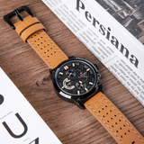 Tactical Outdoor Watch for Men | Khaki Band | Black Face | 6-Hand Design