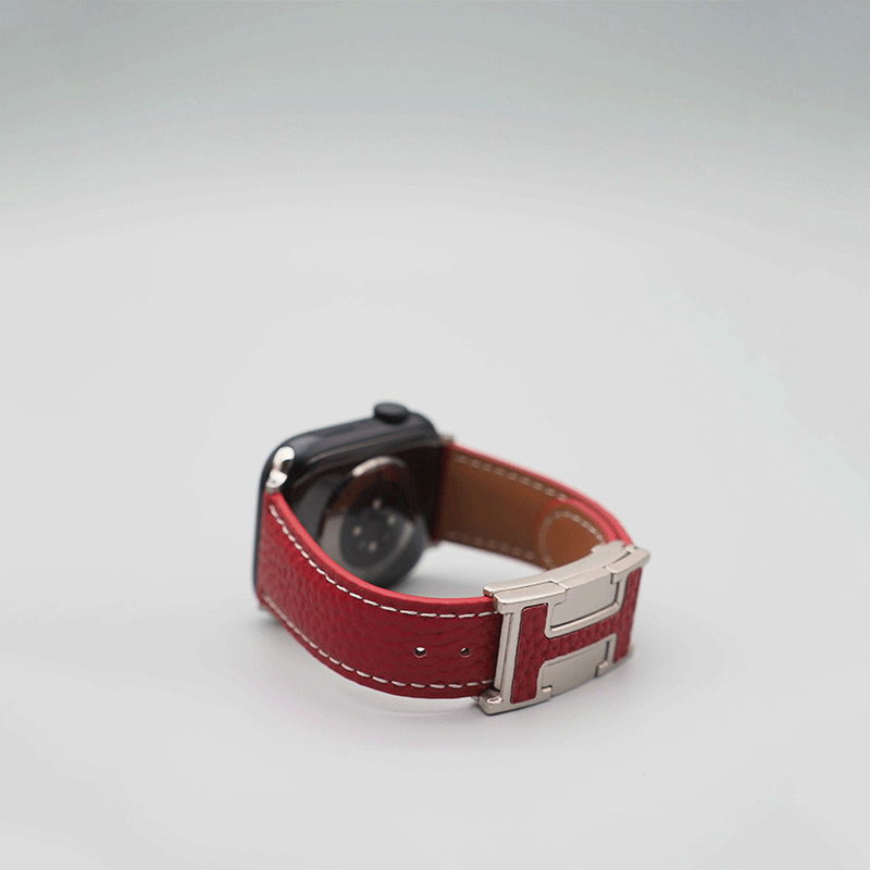 Soft Litchi Grain Leather Apple Watch Band with H Magnetic Buckle