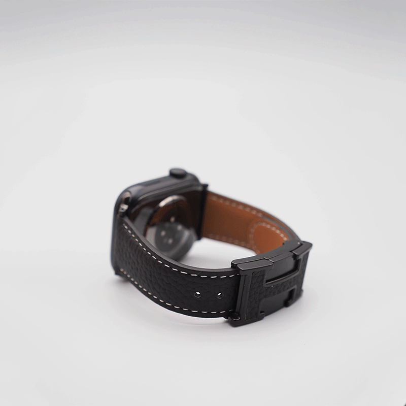 Soft Litchi Grain Leather Apple Watch Band with H Magnetic Buckle