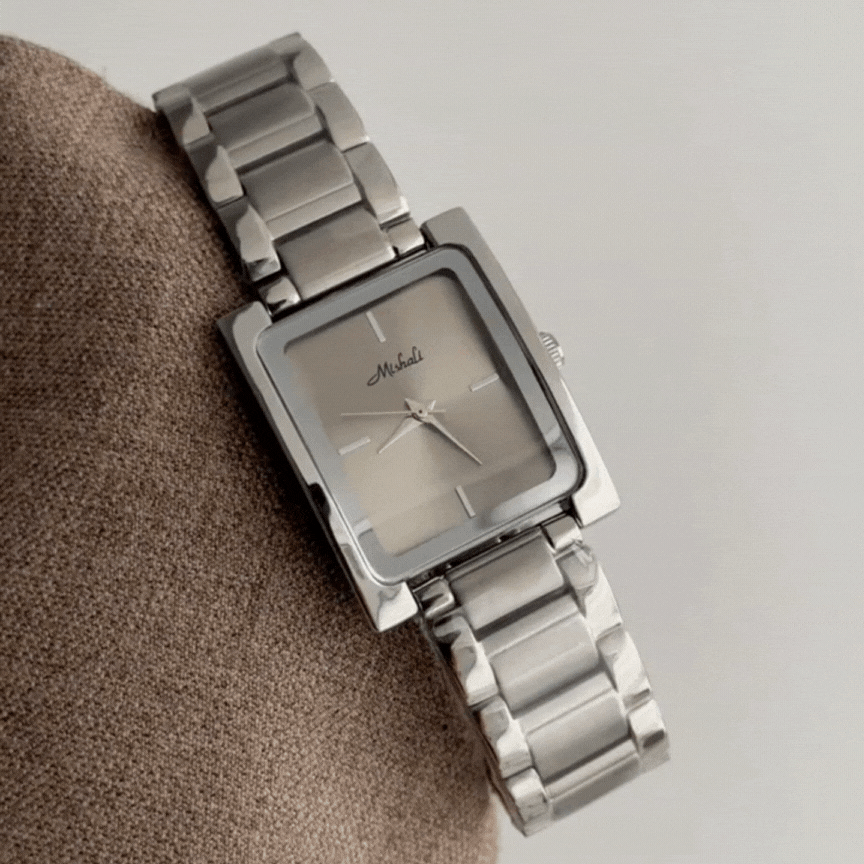 Architect Series – Minimalist Men’s Watch with Silver Rectangle Dial