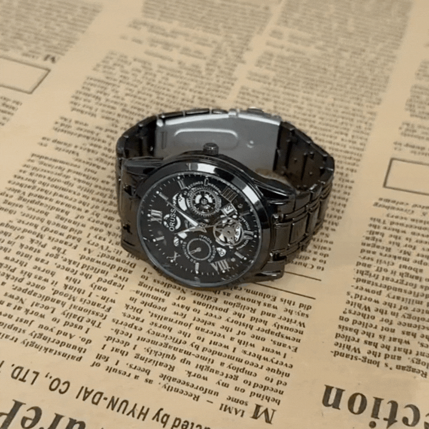 Stealth Commuter Watch for Men – Black Geometric Dial, Quartz Movement