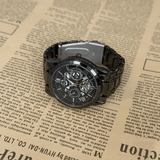 Stealth Commuter Watch for Men – Black Geometric Dial, Quartz Movement