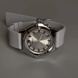 Silver-Grey Silicone Strap Quartz Watch for Men – Large Dial, Sporty & Modern