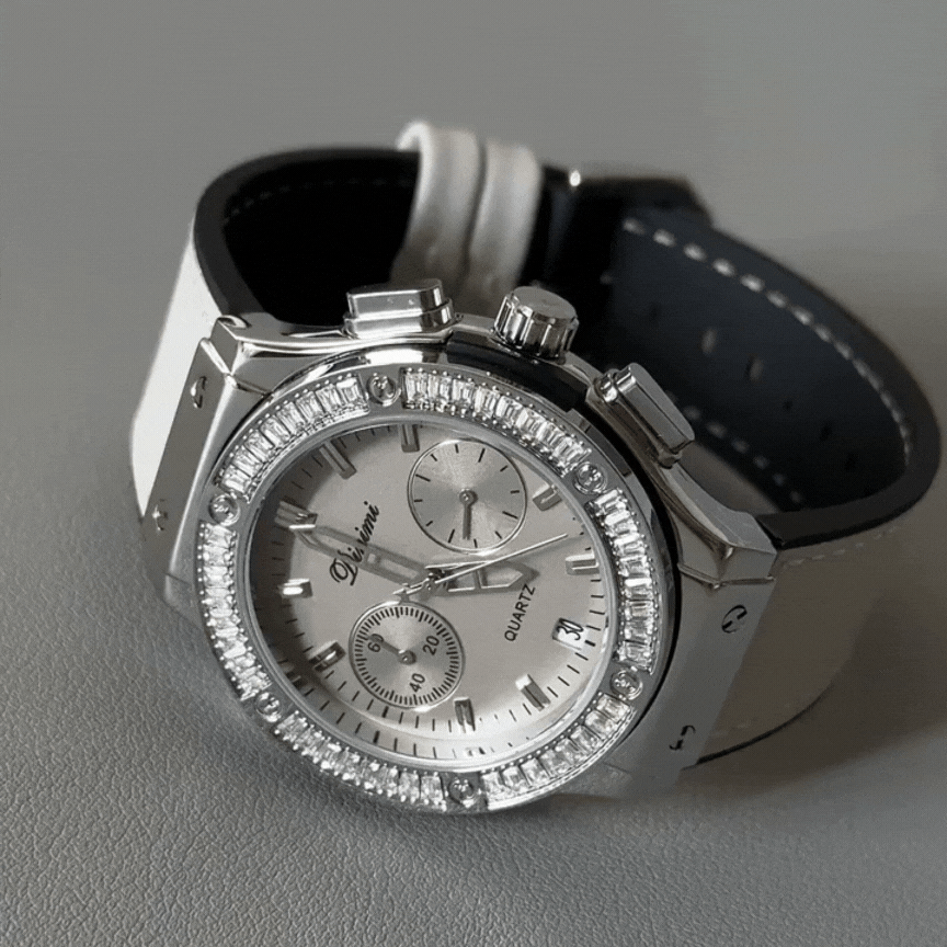 Grey Strap with Grey Dial: Large Calendar Men's Waterproof Quartz Watch