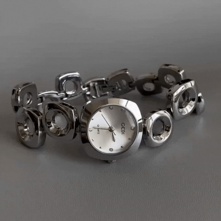 Vintage-Inspired Silver Chain Men's Quartz Watch – Irregular Bracelet Design