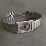 Square Dial Men's Quartz Watch – Silver Strap, Minimalist Urban Design
