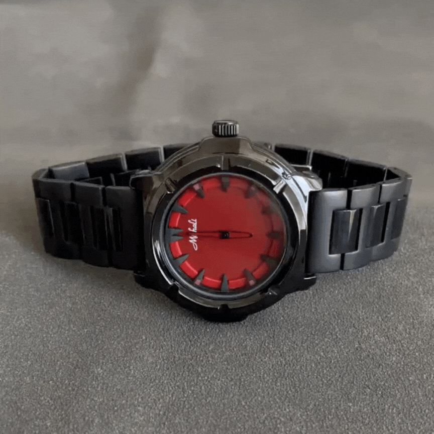 Minimalist Red Dial Quartz Watch for Men – Black Silicone Strap, Urban Contrast