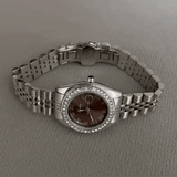 Brown Dial Men's Quartz Watch – Silver Strap, Minimalist Modern Classic